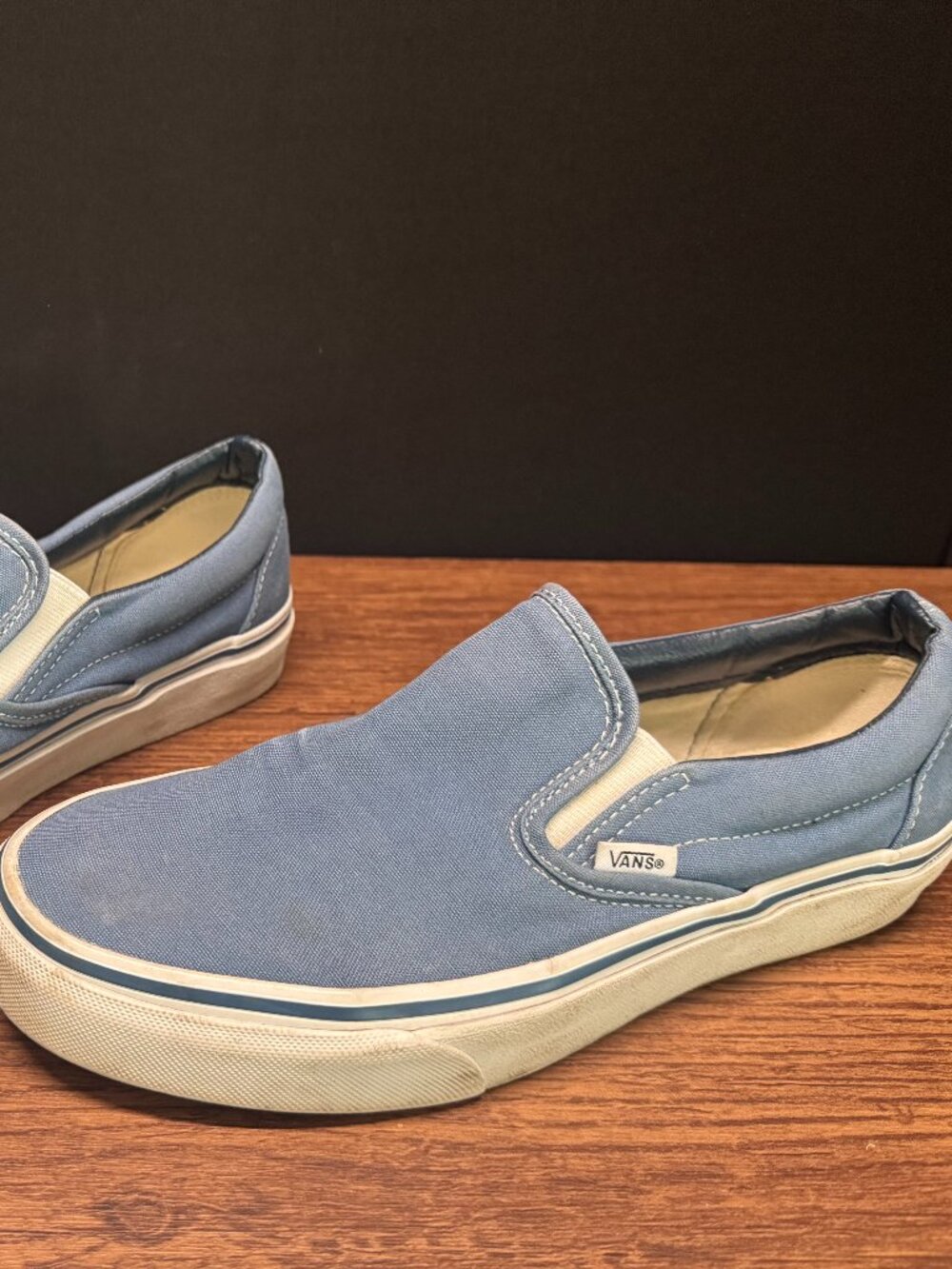 Vans Classic Slip-On in Dusty Blue with White Trim